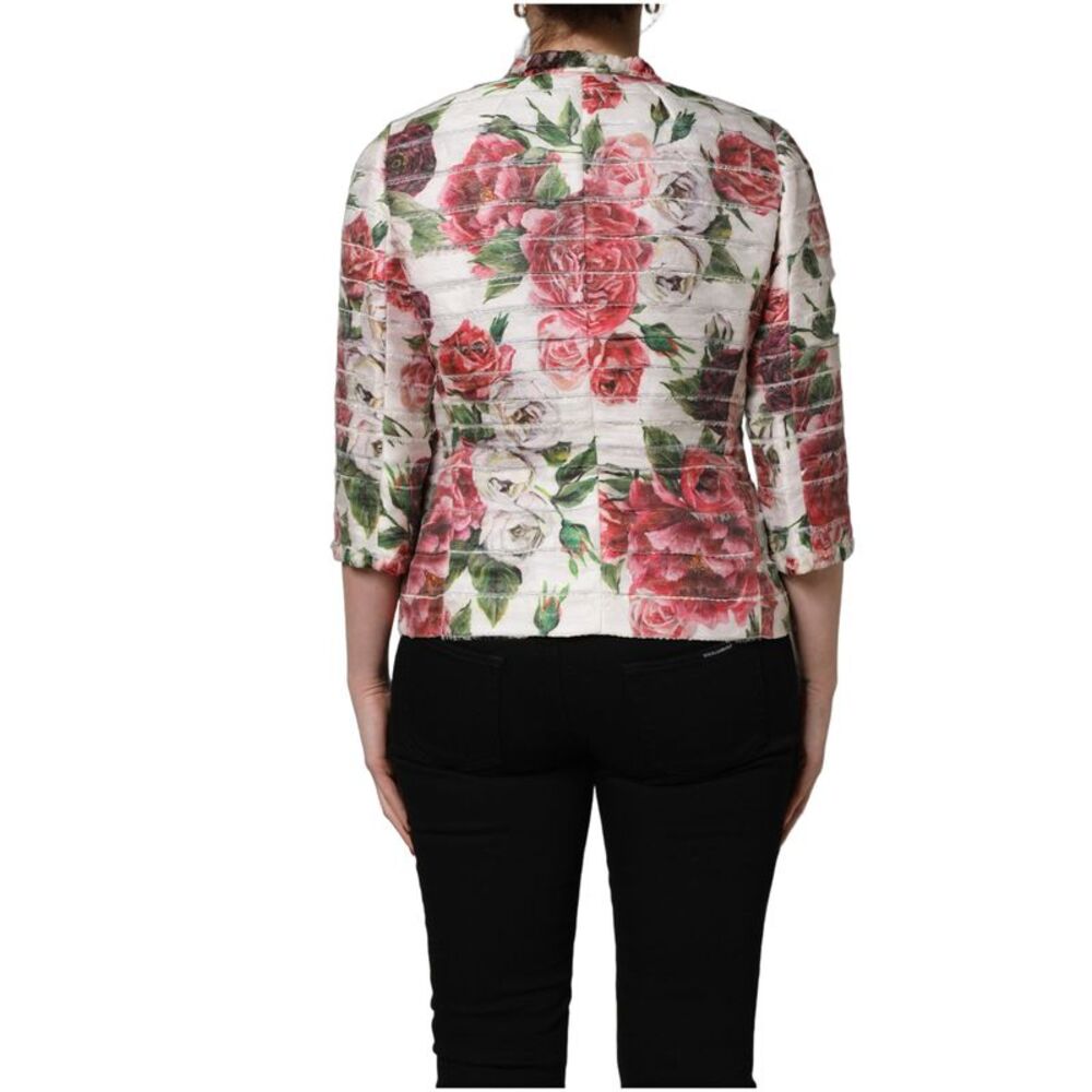Dolce & Gabbana Multicolor Peony Print Polyester Coat Women's Jacket